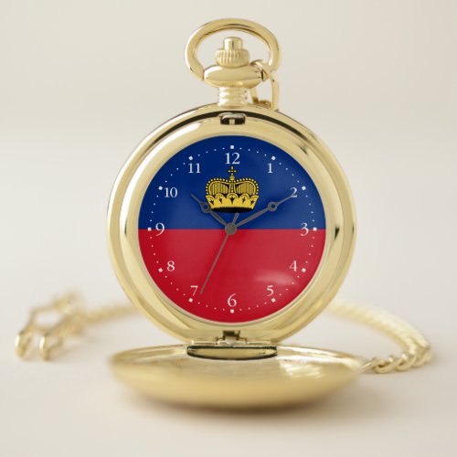 Patriotic Liechtenstein Flag Pocket Watch
