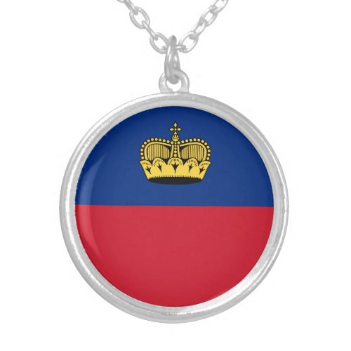 Patriotic Liechtenstein Flag Silver Plated Necklace
