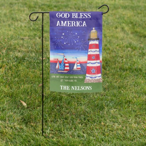 Patriotic Lighthouse Garden Flag