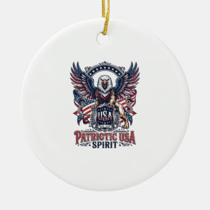 Patriotic Lion Eagle Guardian Animal Hybrid Patrio Ceramic Ornament