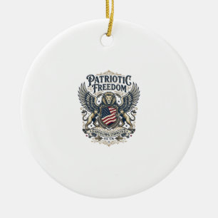 Patriotic Lion Eagle Guardian Animal Hybrid Patrio Ceramic Ornament