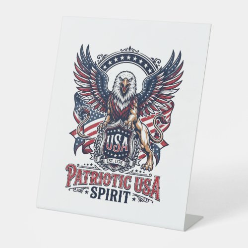 Patriotic Lion Eagle Guardian Animal Hybrid Patrio Pedestal Sign