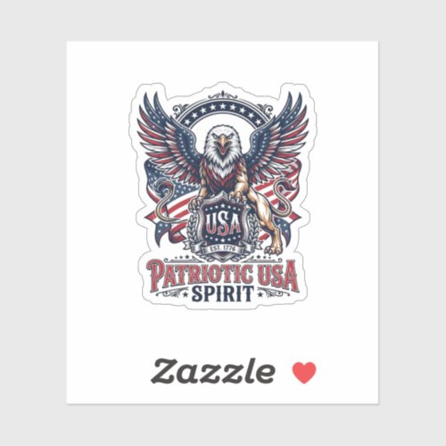 Patriotic Lion Eagle Guardian Animal Hybrid Patrio Sticker
