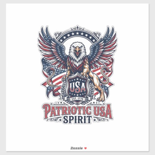 Patriotic Lion Eagle Guardian Animal Hybrid Patrio Sticker