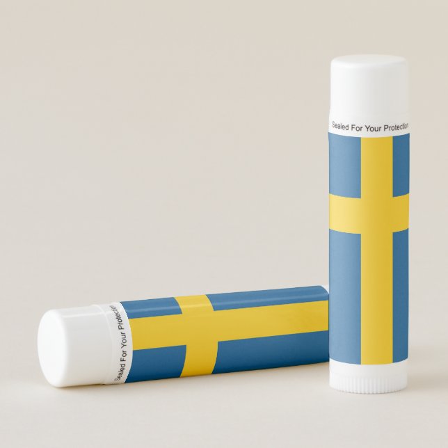 Patriotic Lip Balm with flag of Sweden (Front)