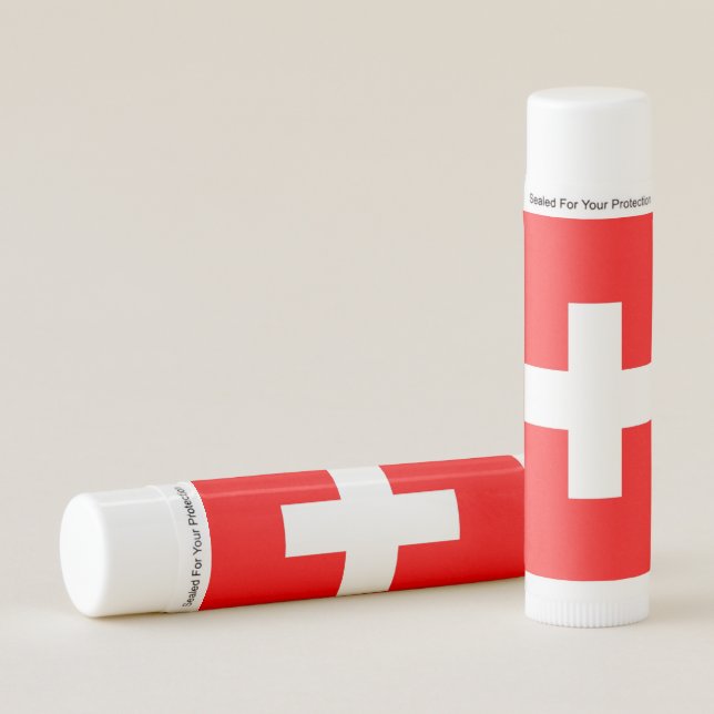 Patriotic Lip Balm with flag of Switzerland (Front)