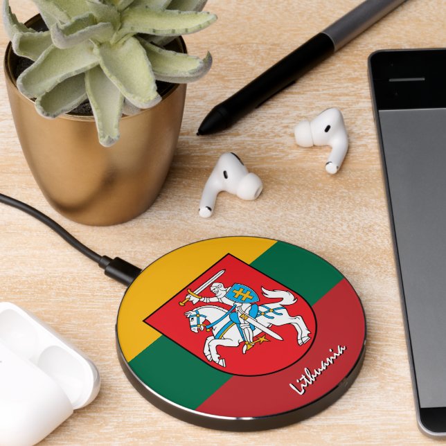 Patriotic Lithuania Charger, Lithuanian Flag Wireless Charger (Desk 2)