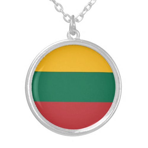 Patriotic Lithuania Flag Silver Plated Necklace