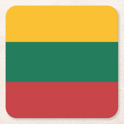 Patriotic Lithuania Flag Square Paper Coaster