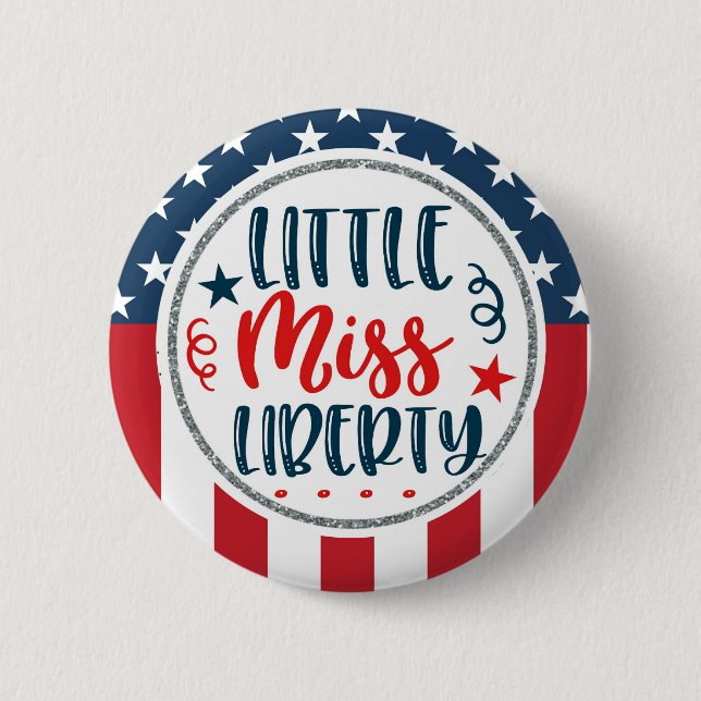 Patriotic Little Miss Liberty American Button (Front)