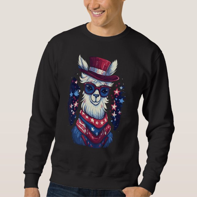 Patriotic Llama 4th Of July Sweatshirt (Front)