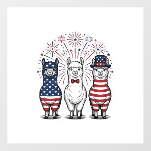 Patriotic Llama Fireworks Vintage Vector Shirt_1 Floor Decals