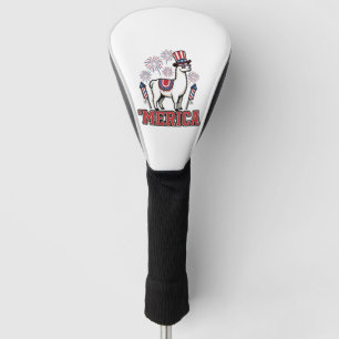 Patriotic Llama Merica Vintage Vector Design_1 Golf Head Cover