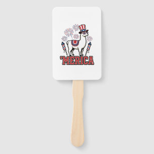 Patriotic Llama Merica Vintage Vector Design_1 Hand Fan