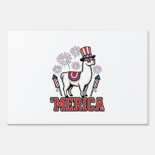 Patriotic Llama Merica Vintage Vector Design_1 Sign
