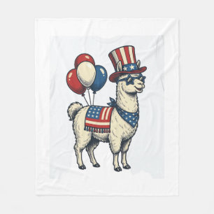 Patriotic Llama Vintage Engraving Shirt Design_1 Fleece Blanket