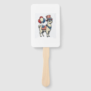 Patriotic Llama Vintage Engraving Shirt Design_1 Hand Fan