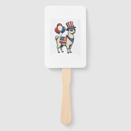 Patriotic Llama Vintage Engraving Shirt Design_1 Hand Fan