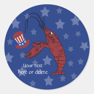 Patriotic Lobster Crawfish Classic Round Sticker