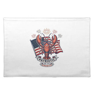Patriotic Lobster Flag Vintage Engraving T-Shirt_1 Cloth Placemat