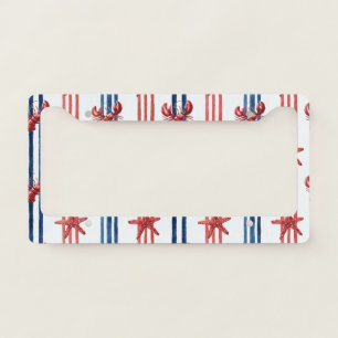 Patriotic Lobster Red White Blue Stars (1) License Plate Frame