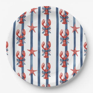 Patriotic Lobster Red White Blue Stars (2) Paper Plates