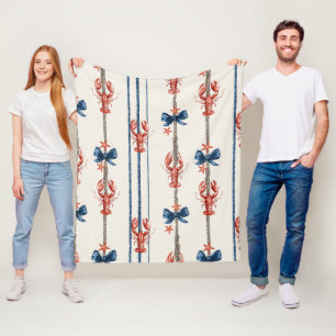 Patriotic Lobster Red White Blue Stars (3) Fleece Blanket