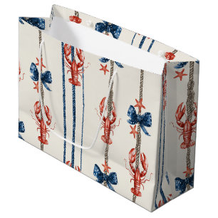 Patriotic Lobster Red White Blue Stars (3) Large Gift Bag