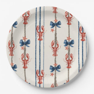 Patriotic Lobster Red White Blue Stars (3) Paper Plates