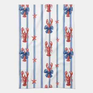 Patriotic Lobster Red White Blue Stars (5) Kitchen Towel