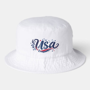 Patriotic logo with USA custom font with accents Bucket Hat
