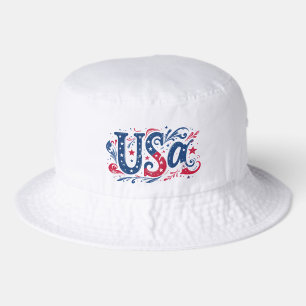Patriotic logo with USA custom font with accents Bucket Hat