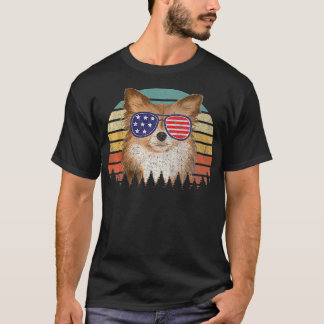 Patriotic Long Haired Chihuahua American Flag Dog T-Shirt
