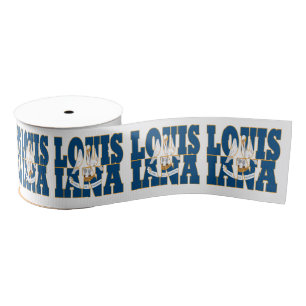 Patriotic Louisiana state flag typography design Grosgrain Ribbon