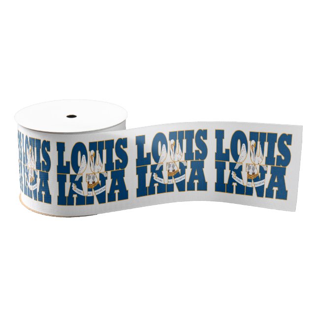 Patriotic Louisiana state flag typography design Grosgrain Ribbon (Spool)