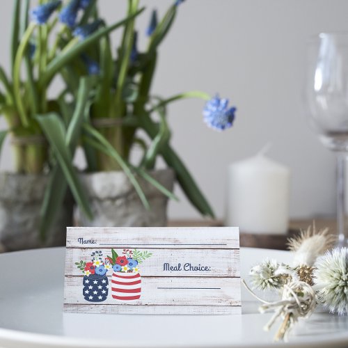 Patriotic Love 4th of July Wedding Meal Choice Place Card