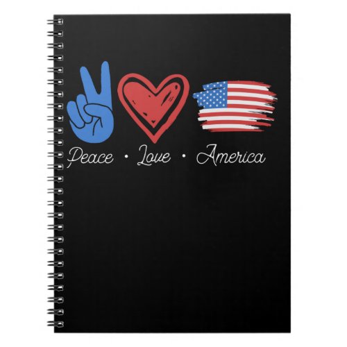Patriotic Love American Flag USA Peace 4th of July Notebook