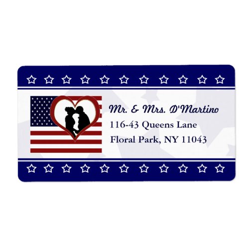 Patriotic Love Flag Heart Custom Shipping Label
