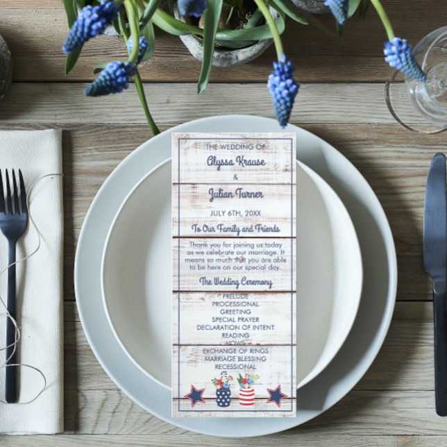 Patriotic Love Fourth of July Wedding Ceremony Program (Creator Uploaded)