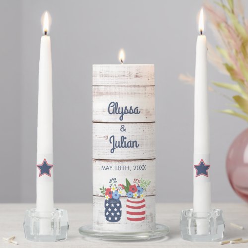 Patriotic Love Fourth of July Wedding Unity Candle Set