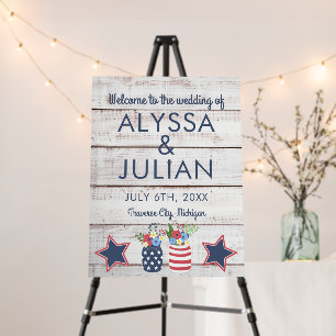 Patriotic Love Fourth of July Wedding Welcome Sign