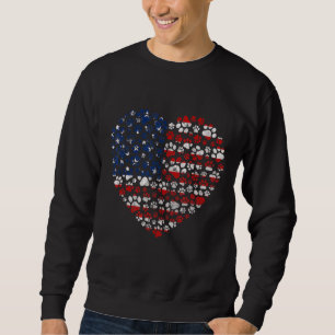 Patriotic Love Heart American Flag Graphic Fourth  Sweatshirt