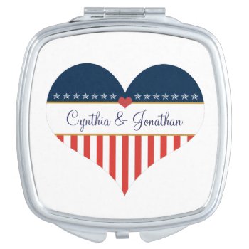 Patriotic Love Heart Personalized Compact Mirror by xgdesignsnyc at Zazzle