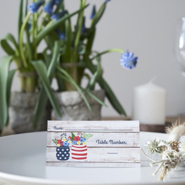 Patriotic Love II Rustic 4th of July Wedding Place Card (Creator Uploaded)