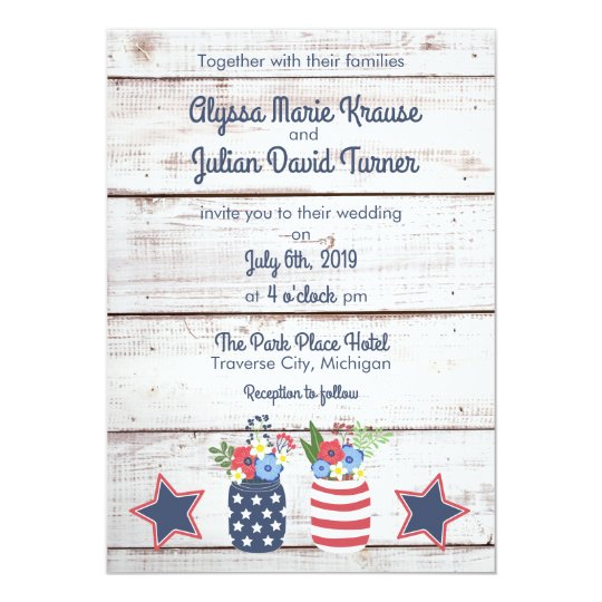 patriotic love ii rustic fourth of july wedding invitation zazzle com