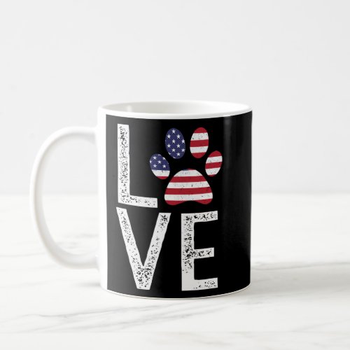 Patriotic Love Paw Print American Flag Dog Owner  Coffee Mug