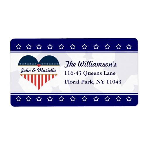Patriotic Love Personalized Heart Shipping Labels