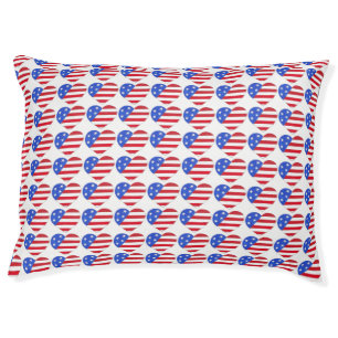 Patriotic Love USA American Flag Heart Dog Bed