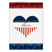 Patriotic Love USA Flag Heart Blank Card (Front)