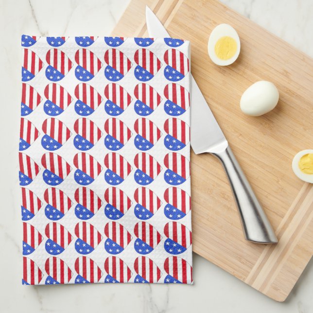 Patriotic Love USA July 4th Stars and Stripes Flag Towel (Quarter Fold)